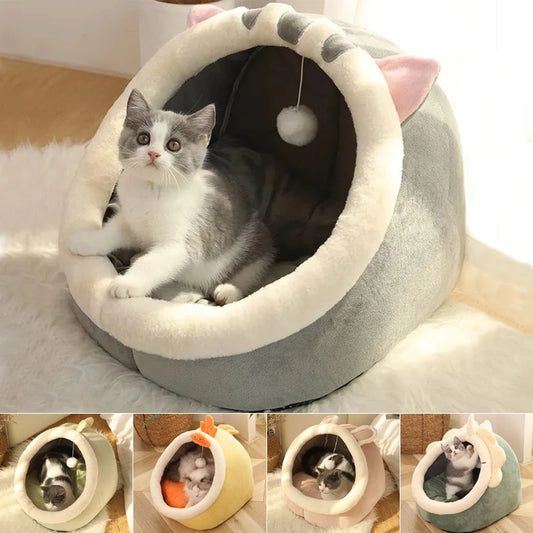 Deep Sleep Cat Bed - Cozy Kitten-Style Lounger w/ Hanging Ball