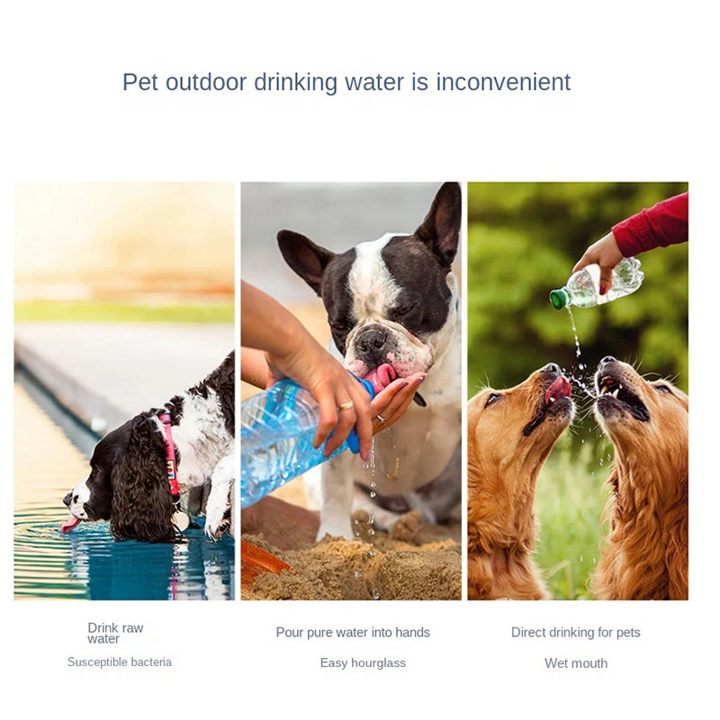 Portable Dog Water Bottle - Outdoor Travel Water Dispenser w/ Drinking Bowl