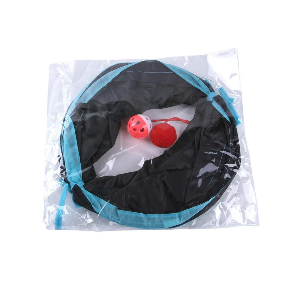 Cat Tunnel S/T Play Tunnels - Foldable Cat Toy Breathable for Indoor play with Hanging ball toys