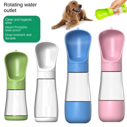 Portable Dog Water Bottle - Outdoor Travel Water Dispenser w/ Drinking Bowl