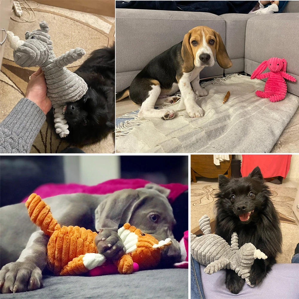 Dog Toy Plush Animals - Squeaky Corduroy Dog Toys