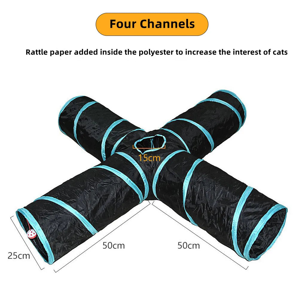 Cat Tunnel S/T Play Tunnels - Foldable Cat Toy Breathable for Indoor play with Hanging ball toys