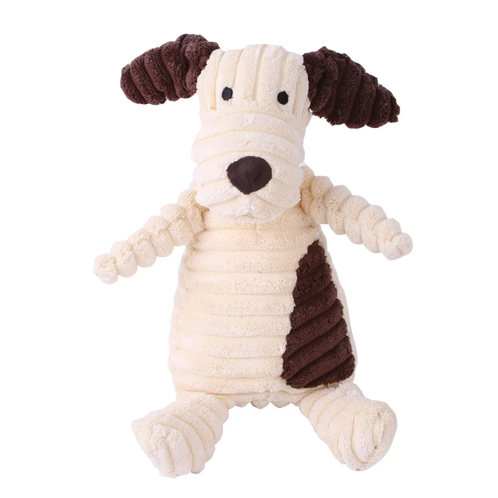 Dog Toy Plush Animals - Squeaky Corduroy Dog Toys