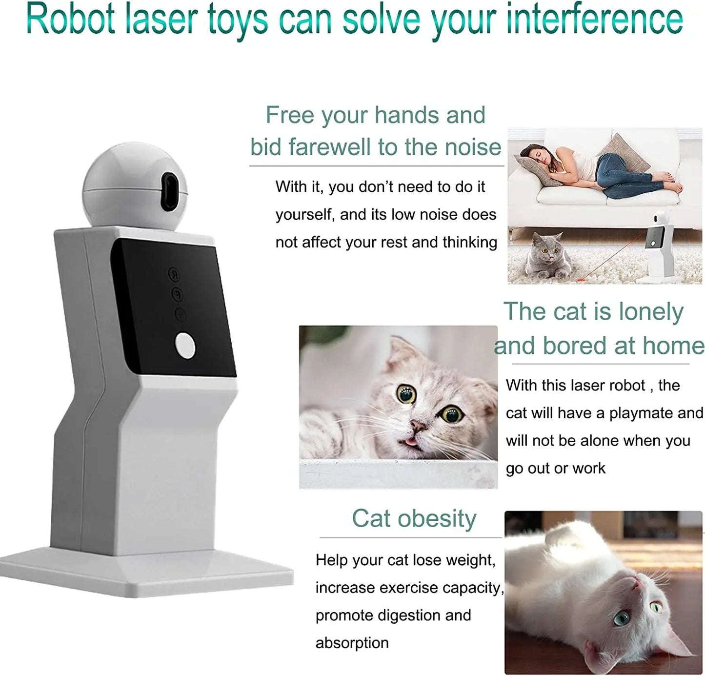 Automatic Cat Laser Toy - Random Moving Interactive Laser Cat Toy for Exercise & Entertainment
